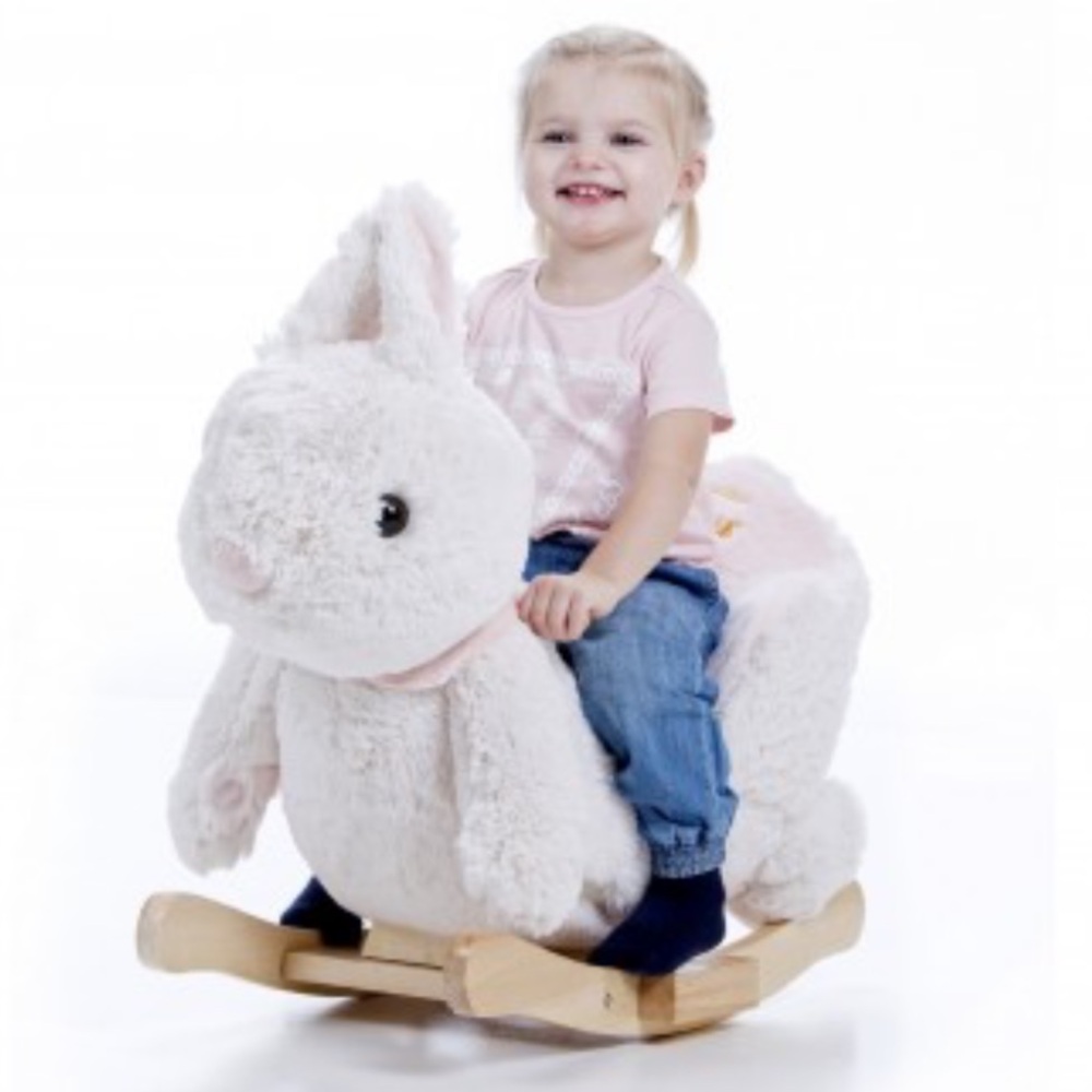 NWT Plush Cream Bunny Rocker for Kids - Picture 3 of 3